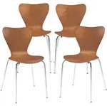 [en.casa] Esszimmerstuhl-Set, Walnuss, Chrom, Metall, Teilmassiv,Birke, 4-Sitzer,
