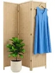 Relaxdays Paravent, Hellbraun, Holz, 120x170x2 cm, Wohnzimmer, Raumteiler &
