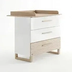Roba Wickelkommode, Eiche, Wei&szlig;, Holz, Teilmassiv,Eiche, Uni, 3 Schubladen, einzeln