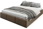 Muralo Polsterbett, Braun, Holzwerkstoff, Metall, Textil, Birke, Rechteckig,