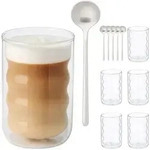 Relaxdays Gl&auml;ser, Transparent, Glas, Metall, 8x12x8 cm, doppelwandig, Kaffee &...