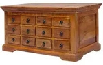 Massivmoebel24 Couchtisch, Braun, Holz, Echtholz,Akazie, 12 Schubladen,...