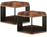 [en.casa] Couchtisch-Set, Walnuss, Schwarz, Holzwerkstoff, einzeln