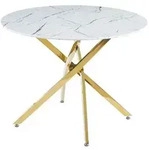 Lookway Esstisch, Gold, Wei&szlig;, Holzwerkstoff, 100x75x100 cm, Esszimmer, Tische,