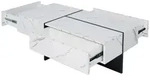 Okwish Couchtisch, Wei&szlig;, Holzwerkstoff, 50x34.5x100 cm, Wohnzimmer,