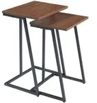 [en.casa] Satztisch-Set, Walnuss, Metall, Rechteckig, 30x56x40 cm, Wohnzimmer,