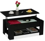 Relaxdays Couchtisch, Schwarz, Holzwerkstoff, Metall, Rechteckig, 98x42x50 cm,