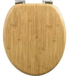 Woltu WC, Hellbraun, Holzwerkstoff, Oval, 37x2.5x43 cm, Badezimmer, WC...