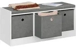 Woltu Sitzbank, Grau, Wei&szlig;, Holzwerkstoff, Kunststoff, 3 Schubladen,...