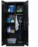 Proregal Putzmittelschrank, Schwarz, Metall, Rechteckig, 70x170x30 cm, Waschk&uuml;che,