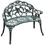 Modfu Gartenbank, Dunkelgr&uuml;n, Metall, 100x78x54 cm, Gartenm&ouml;bel, Gartenb&auml;nke