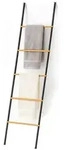 Relaxdays Handtuchleiter, Schwarz, Holz, Metall, 45x164x2 cm, Badaccessoires,