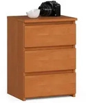 Akord Nachtschrank, Erle, Holzwerkstoff, Nachbildung, Holz Optik, 3 Schubladen,