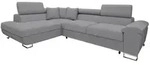 Mirjan24 Ecksofa, Hellgrau, Textil, 6-Sitzer, Ottomane links,Rechteckig,...