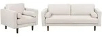 Beliani Sofa-Set, Beige, Dunkelbraun, Textil, 4-Sitzer, 77x77x174 cm,...