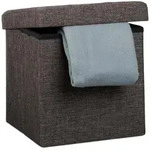 Relaxdays Sitzhocker, Braun, Holzwerkstoff, Textil, 38x38x38 cm, Wohnzimmer,...