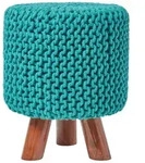 Homescapes Strick-Hocker, Gr&uuml;n, Textil, Uni, Rund, 32x42x32 cm, Wohnzimmer,...