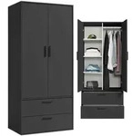 Mokebo Kleiderschrank, Anthrazit, Holzwerkstoff, 2 F&auml;cher, 80x180x51 cm,