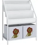 Aiyaplay Kinder-B&uuml;cherregal, Wei&szlig;, Textil, 3 F&auml;cher, 2 Schubladen, 30x76x60...