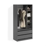 Livinity&reg; Kleiderschrank, Anthrazit, Holzwerkstoff, 7 F&auml;cher, 2 Schubladen,