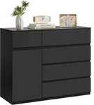 Woltu Kommode, Schwarz, Holzwerkstoff, 5 Schubladen, 100x80x40 cm, Wohnzimmer,