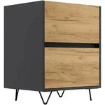 Mid.you Nachttisch, Graphit, Eiche, Holzwerkstoff, 2 Schublade(n) Schubladen,