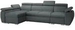 Mirjan24 Ecksofa, Blaugrau, Metall, 6-Sitzer, Ottomane links,L-Form, 320x170 cm,