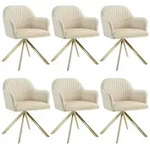 tectake Drehstuhl, Creme, Gold, Textil, 56x81x59 cm, Esszimmer, St&uuml;hle,