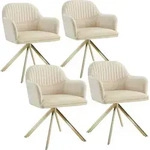 tectake Drehstuhl, Creme, Gold, Textil, 56x81x59 cm, Esszimmer, St&uuml;hle,