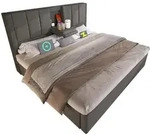 Modfu Polsterbett, Grau, Textil, 140x190 cm, Schlafzimmer, Betten, Polsterbetten