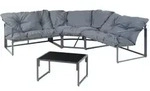casa.pro Gartenm&ouml;bel-Set, Dunkelgrau, Metall, Kunststoff, Glas, 4-teilig, 5-Sitzer,