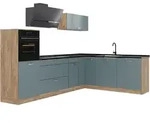 Vicco Eckk&uuml;che, Blaugrau, Honigeiche, Holzwerkstoff, Formgebogen, 287x206.8x46...