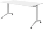 b&uuml;m&ouml; Seminartisch, Wei&szlig;, Silber, Holzwerkstoff, Nachbildung, Rechteckig, 160x75x80