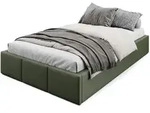 Muralo Polsterbett, Olivgr&uuml;n, Holzwerkstoff, Textil, Metall, Birke, Rechteckig,