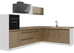 Vicco Eckk&uuml;che, Eiche Artisan, Wei&szlig;, Holzwerkstoff, Formgebogen, 287x206.8x46...
