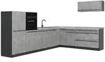 Vicco Eckk&uuml;che, Grau, Anthrazit, Holzwerkstoff, Rechteckig, 327x143x60 cm,...