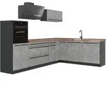 Vicco Eckk&uuml;che, Grau, Anthrazit, Holzwerkstoff, Formgebogen, 287x206.8x60 cm,