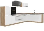 Vicco Eckk&uuml;che, Wei&szlig; Hochglanz, Eiche, Holzwerkstoff, Rechteckig, 347x143x46...