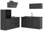 Vicco K&uuml;chenzeile, Anthrazit, Anthrazit, Holzwerkstoff, Rechteckig, 160x143x60...