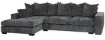 WFL Group Ecksofa, Anthrazit, Textil, 3-Sitzer, links montierbar,L-Form, 285x155 cm,