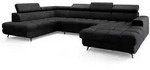 Masseno Wohnlandschaft, Schwarz, Holz, 6-Sitzer, U-Form, 345x88x190 cm,...