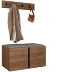 Mirjan24 Garderoben-Set, Nussbaum, Grau, Kunststoff, 84x42x46 cm, Garderobe,
