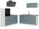 Vicco K&uuml;chenzeile, Blaugrau, Wei&szlig;, Holzwerkstoff, Rechteckig, 160x143x60 cm,