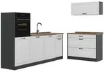 Vicco K&uuml;chenzeile, Wei&szlig;, Anthrazit, Holzwerkstoff, Rechteckig, 220x143x46 cm,