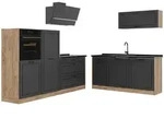 Vicco K&uuml;chenzeile, Anthrazit, Eiche, Holzwerkstoff, Rechteckig, 220x143x60 cm,