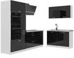 Vicco Eckk&uuml;che, Schwarz Hochglanz, Wei&szlig;, Holzwerkstoff, Formgebogen,...