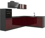 Vicco Eckk&uuml;che, Rot, Anthrazit, Holzwerkstoff, Formgebogen, 287x206.8x60 cm,
