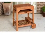 Gardenson Garten-Servierwagen, Natur, Holz, Eukalyptusholz, massiv, rechteckig,