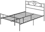 Homcom Bett, Schwarz, Metall, 140x200 cm, Schlafzimmer, Betten
