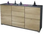 Vladon Sideboard, Eiche Wotan, Holzwerkstoff, 138.5x75.5x35 cm, Wohnzimmer,...